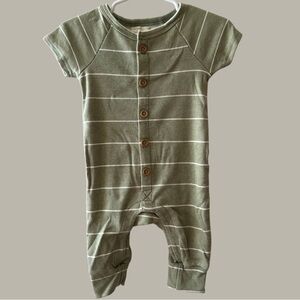 Grayson mini green stripe button jumpsuit